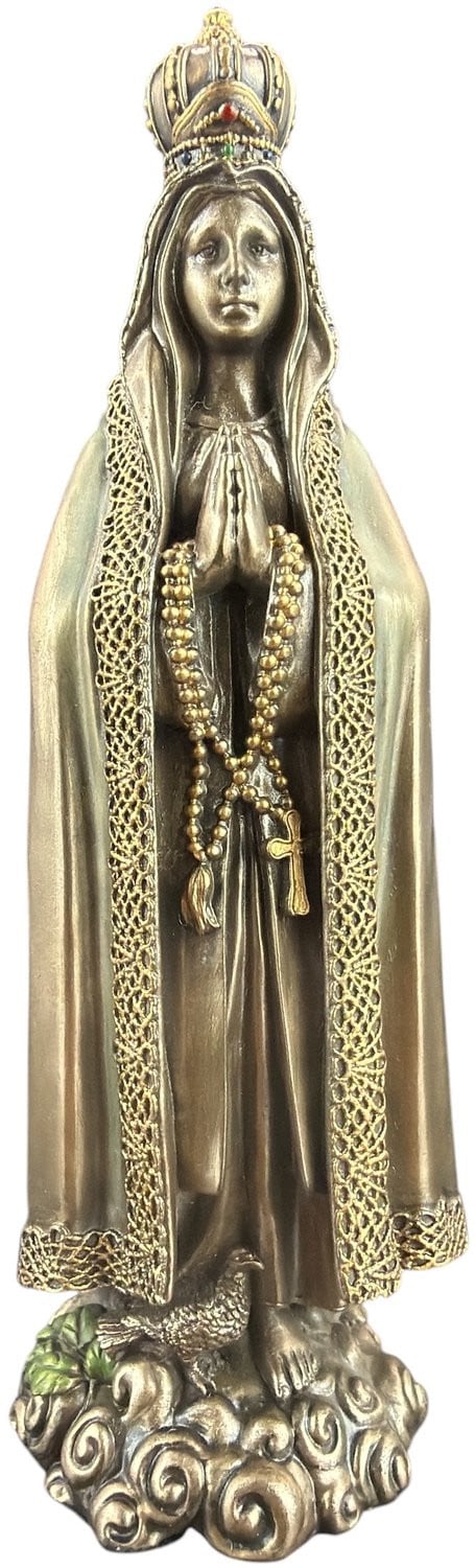 Religieus beeldje Moeder Maria van Fatima - Bronskleurig