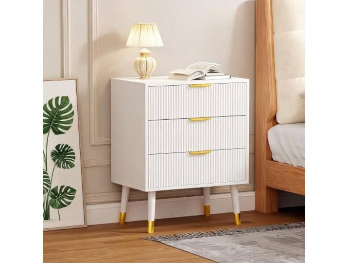 GarveeHome 2-Teilig Set Kommode Mit 4 Schubladen Für Flur Schlafzimmer 40x70x60cm Weiß