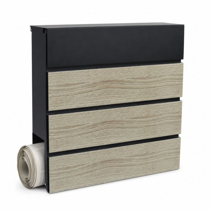 Relaxdays Brievenbus met krantenhouder in houtlook
