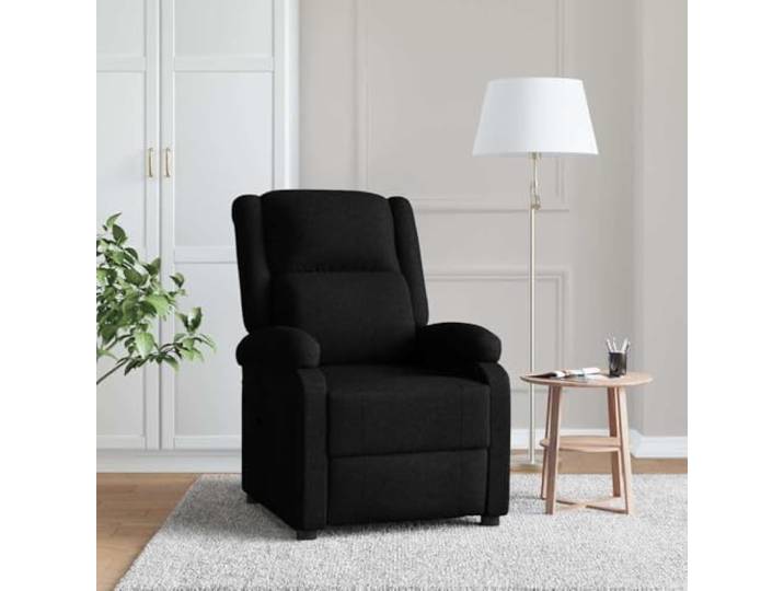 IBUQDDV Relaxsessel Stoff Schwarz mit Manueller 3-Positionen Liegefunktion Manuelle 3-Positionen Liegefunktion, gepolsterte Sitzfläche, breite Armlehnen, Stoffbezug, Holz-Metall-Rahmen