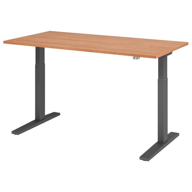 HAMMERBACHER VXMKA16/N/G elektrisch höhenverstellbarer Schreibtisch 70,0 - 120,0 cm - elektrisch Nussbaum / grafit
