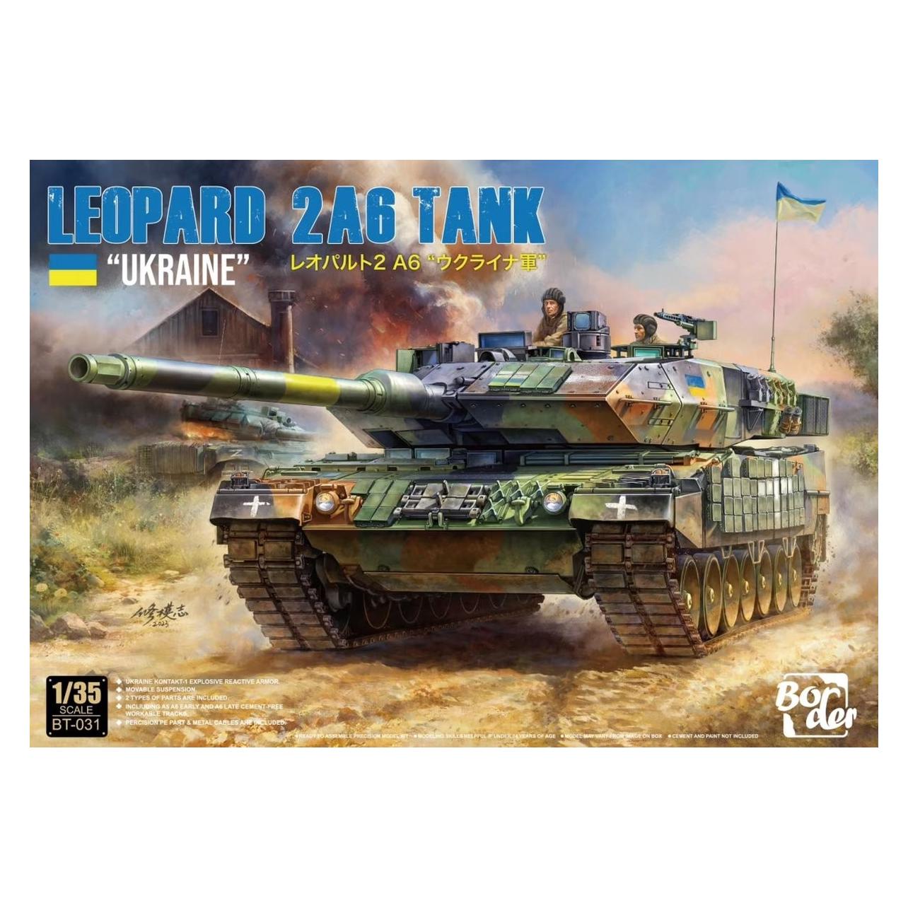 Border Model 1:35 BT031 Leopard 2A6 Tank - Ukraine Plastic Modelbouwpakket (BMBT031)