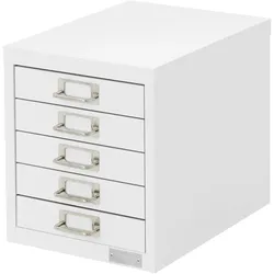 ML-Design Aktenschrank 5 Schubladen 28x38x33 cm Weiß | Metallschrank DIN A4 Schubladenschrank Büro Aufbewahrung