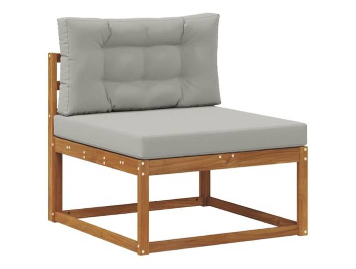 KTHLBRH Sofa-Set für den Außenbereich, 6-teilig, Holz, Akazie, Natur, Grau Modulares Lattenrost mit Kissen, für Garten und Terrasse