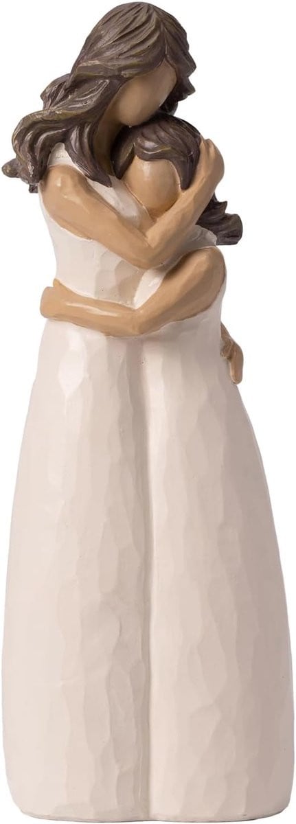 Moeder Dochter Beeldje Familie Decoratie Multicolor Hoogte: 26 cm