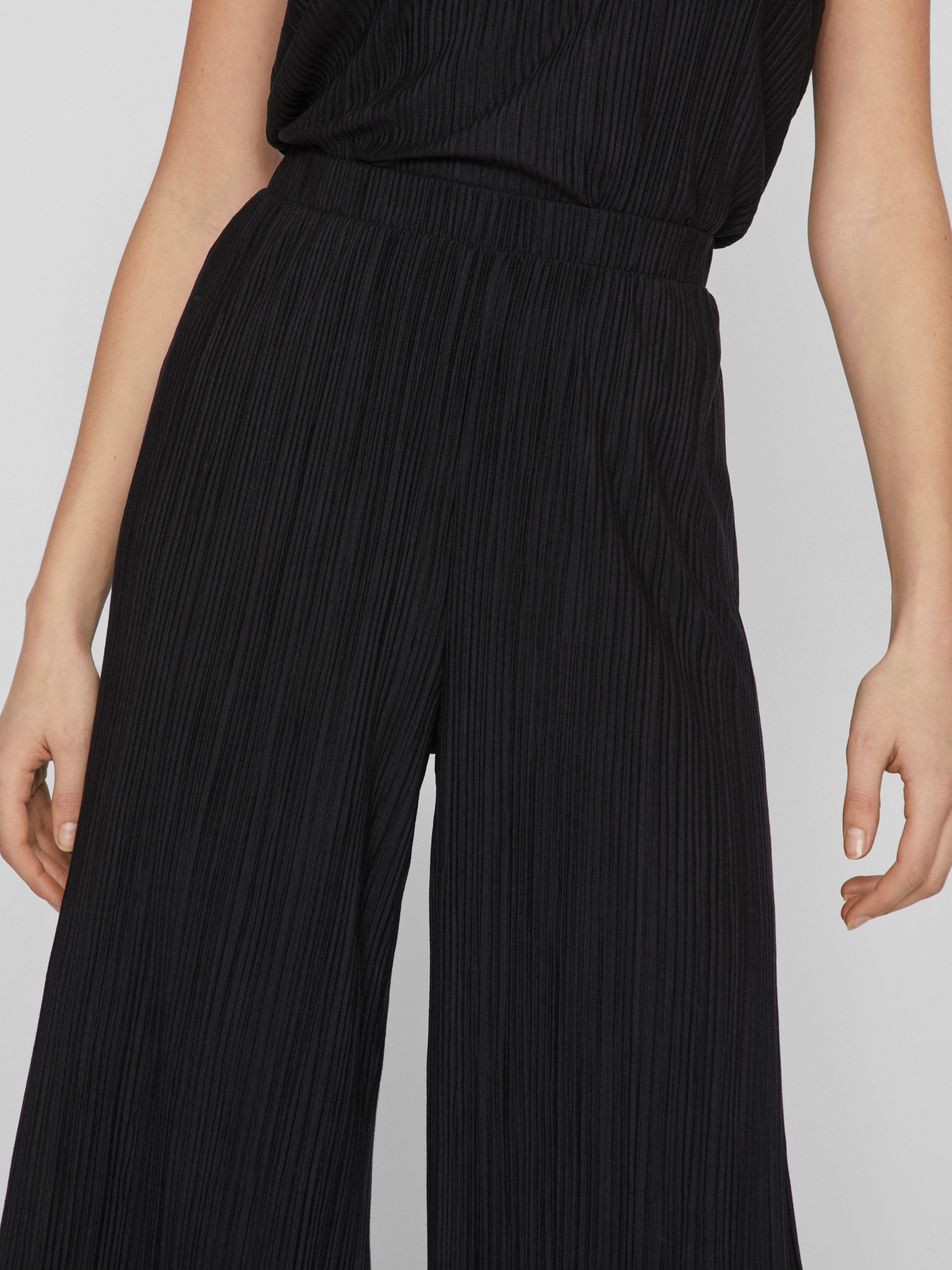 Schlupfhose VILA "VIPLISA HW CULOTTE PANTS - NOOS", Damen, Gr. XL (42), N-Gr, schwarz (schwarz beauty), Web, Obermaterial: 65% Polyester, 35% Viskose, unifarben, regular fit wadenlang, Hosen Schlupfhose, Sommerhose, plissierte Optik schwarz beauty XL (42)