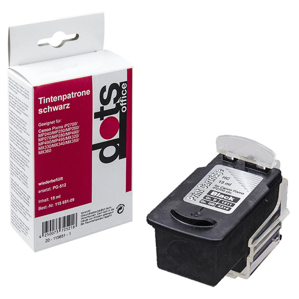 Dots zwart: vervangende printkop voor Canon PG-512