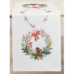 Stickläufer "Dompfaff Winter"