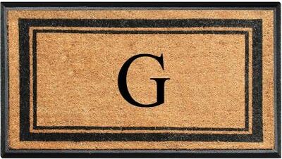 "A1 Home Collections Markham Border Natural Flocked Rubber Large Doormat 30""x48"""