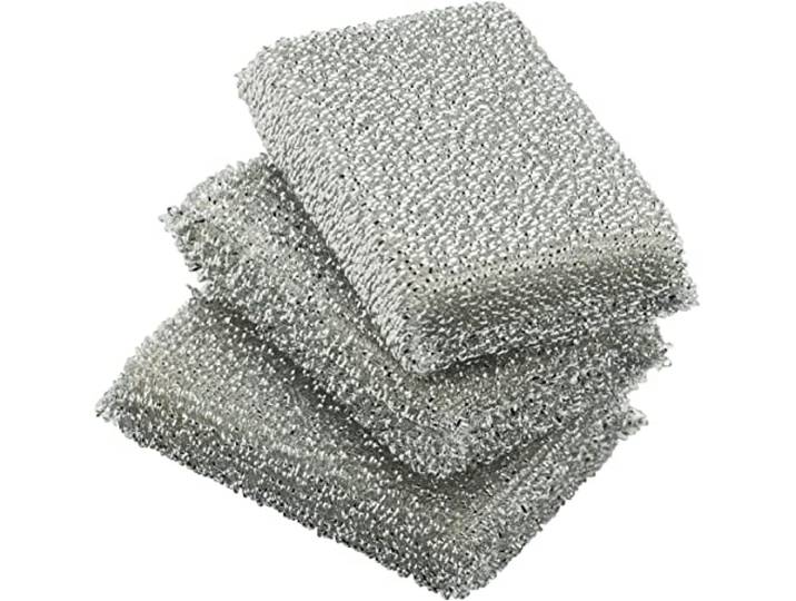 WMF Glänzerkissen silber 3 Stück, Spülschwamm, Topfreiniger, Lurex-Schwamm, ideal für beschichtete Pfannen, Töpfe, Glaskeramikkochfelder, Reinigung in der Spülmaschine möglich