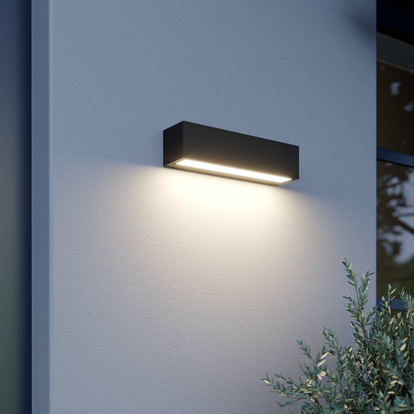 LED Outdoor Wall Light Lengo Lucande, Black, Aluminium, Modern, Outdoor Wall Light