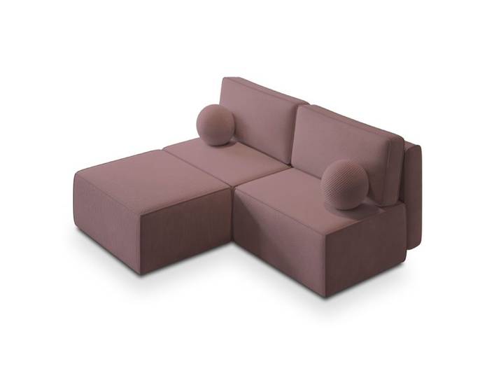 Canapé d'angle VARNA Canape Convertible - Angle - 3 places - 196x158x86 cm - Velours côtelé POSO 130 - Violet