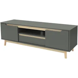 TV-LOWBOARD 140x40x46 cm Grün-Natur mit Kiefernholz-Füße
