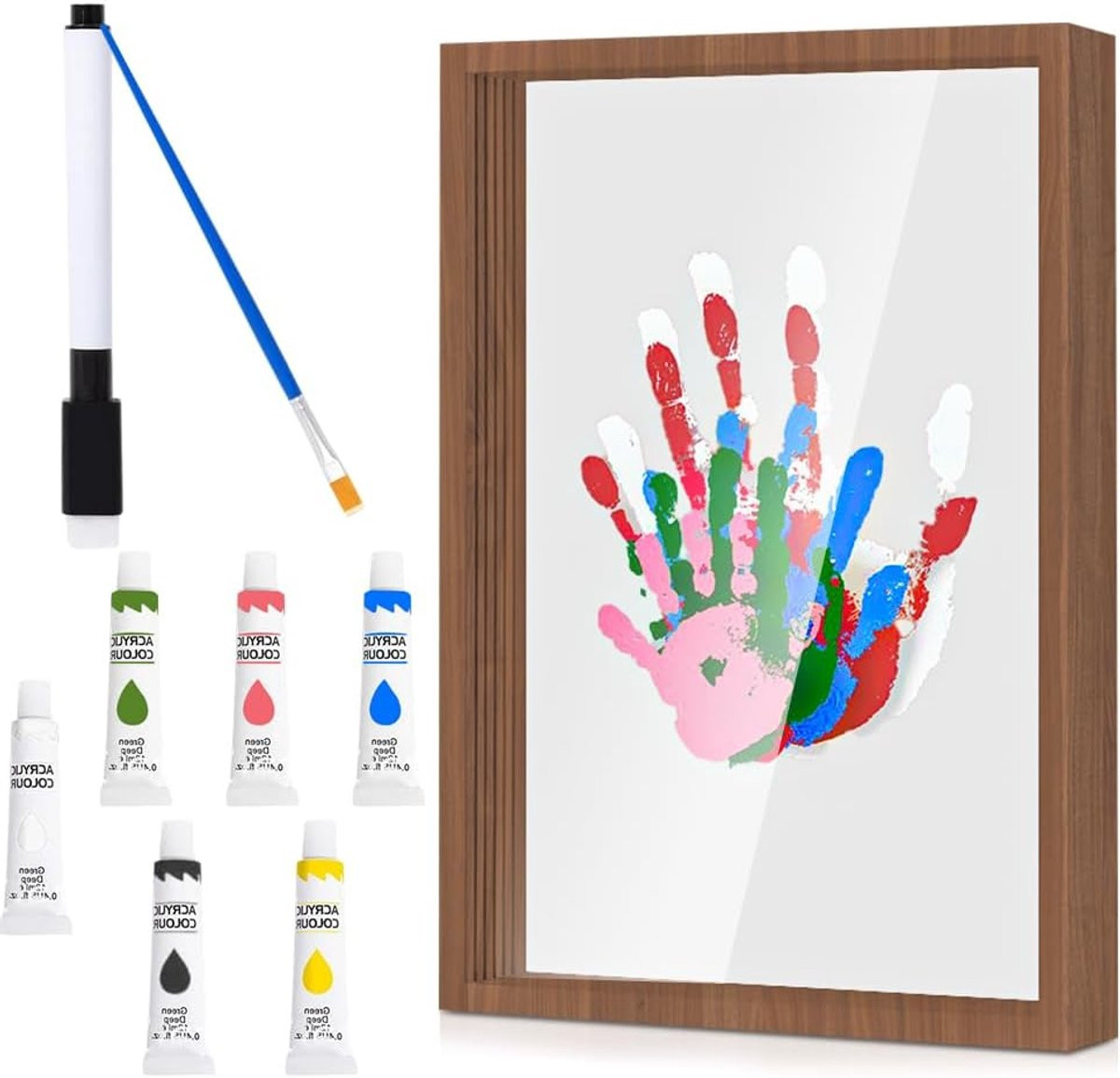Gepersonaliseerde handafdruk en voetafdruk set voor 4 personen, Walnoot