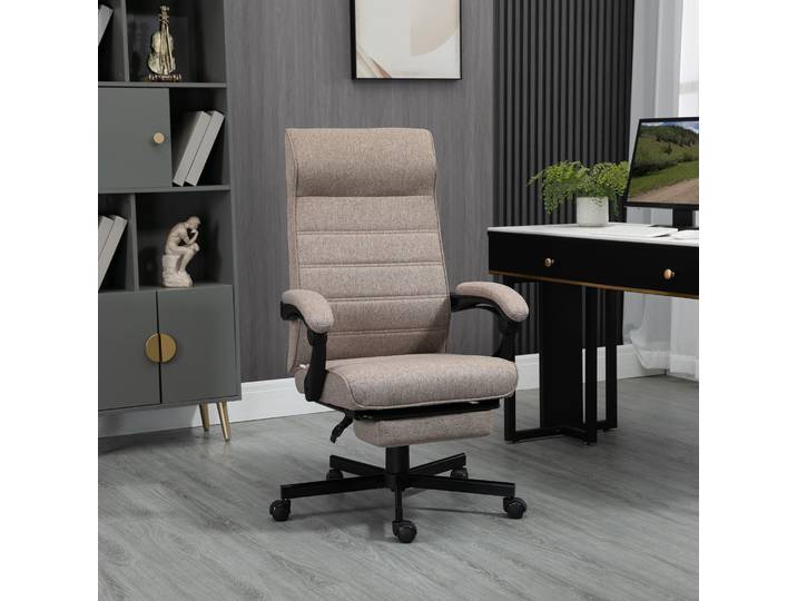 Vinsetto Fauteuil Bureau Pivotant Tissu Marron Réglable