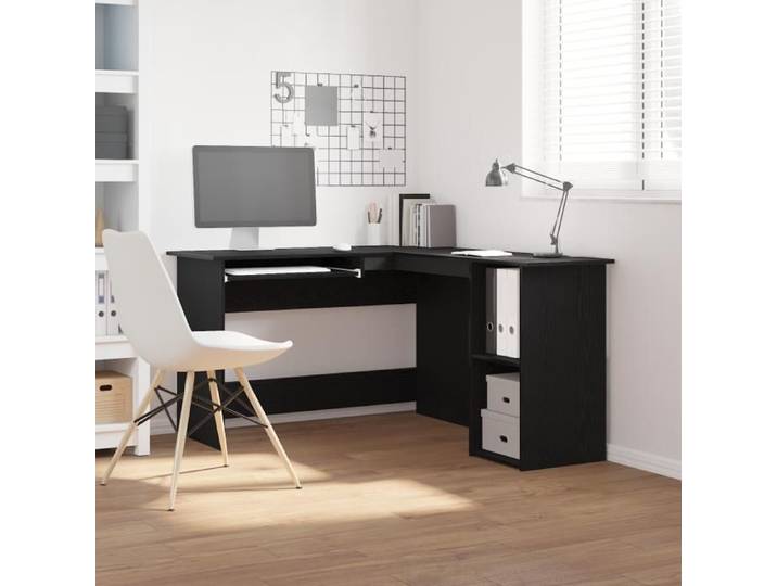 Bureau Noir en Chêne 120x140x75 cm en Bois d ingénierie