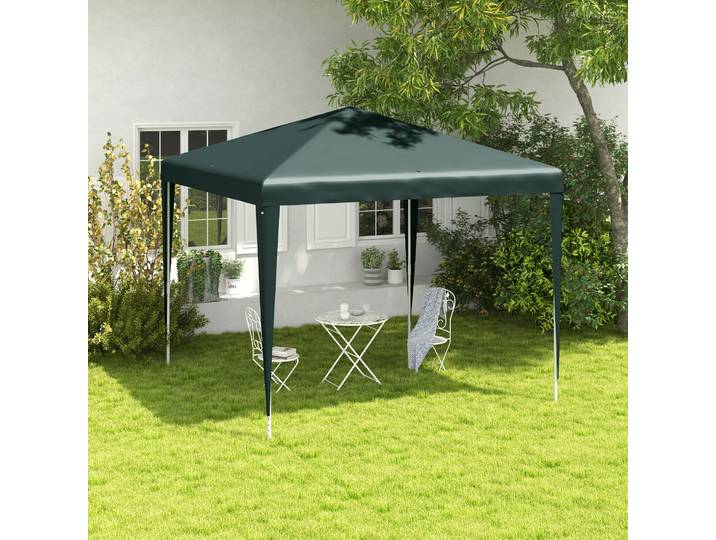 Outsunny Gazebo 2.7x2.7m Acier PE Vert Foncé Jardin