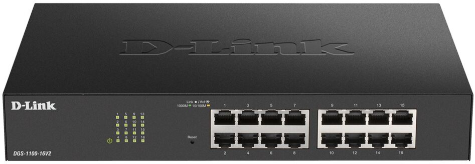 Switch de Red Administrado 16 Puertos Gigabit (Negro) - D-LINK