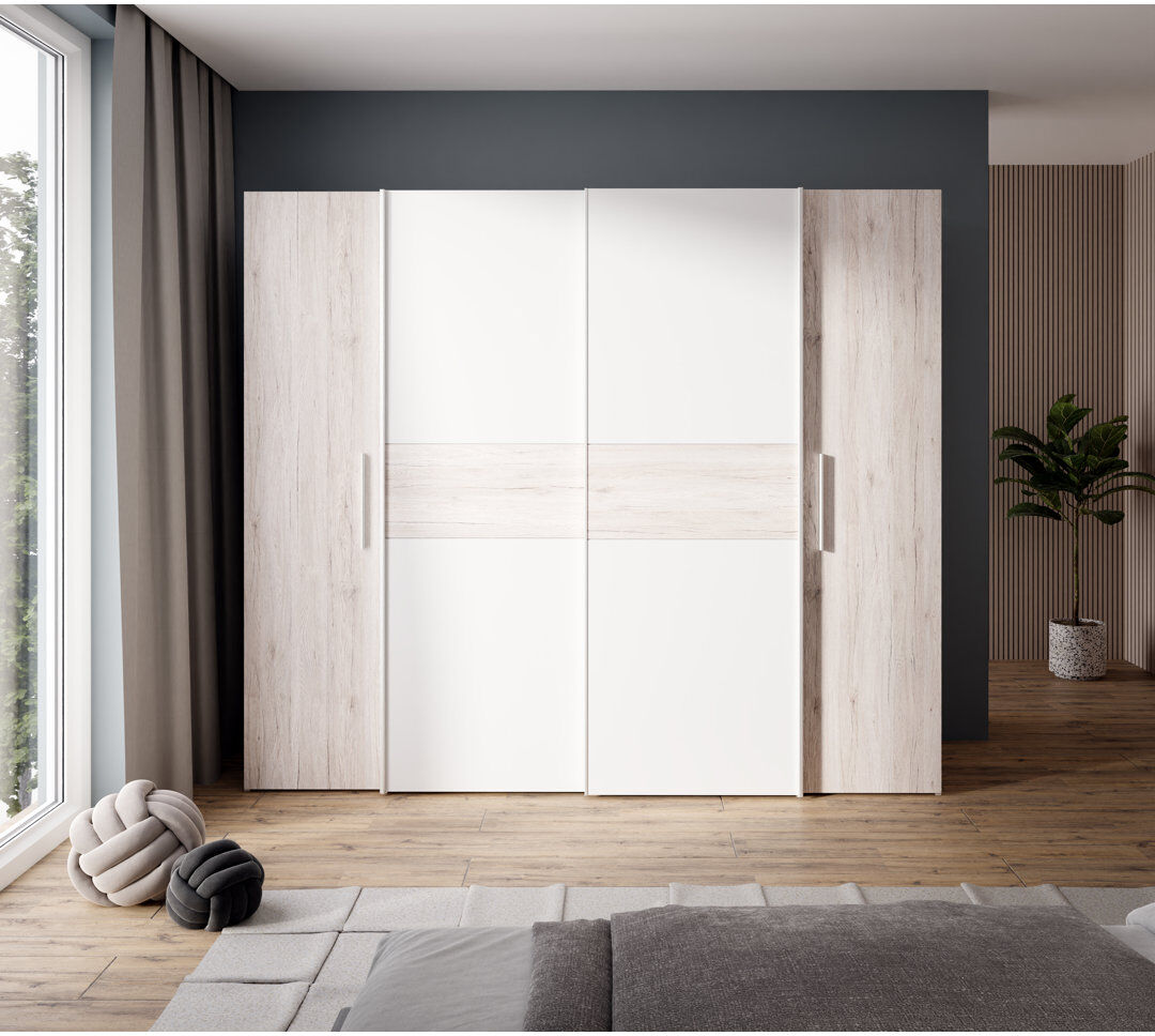 Latitude Run Koran 4 Door Wardrobe Sand Oak/White