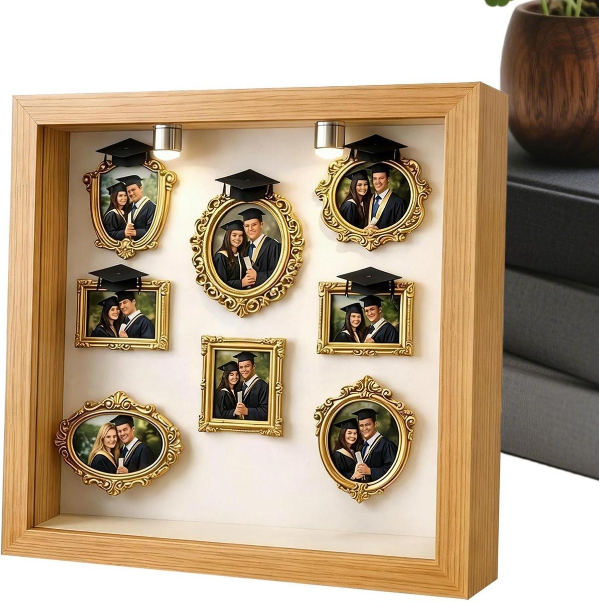 Fotolijst Knutselset Miniatuur Lijst Museum Silhouet Ontwerp - Goud - 27 x 27 cm