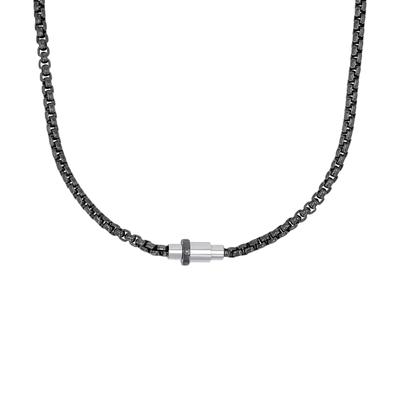 Edelstahlkette JOOP "Schmuck, Geschenk", gunfarben, edelstahlfarben, Halsketten, Herren, Edelstahl, L: 60 B: 4mm, Edelstahlkette, B:4mm