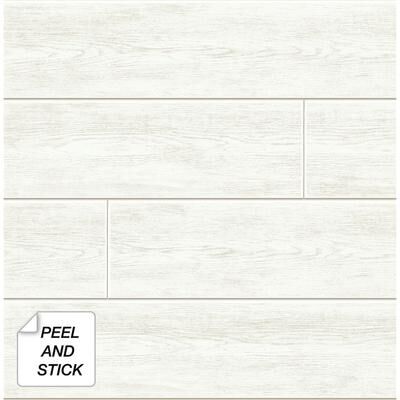 NextWall Off-White Shiplap Peel and Stick Removable Wallpaper - 20.5 in. W x 18 ft. L