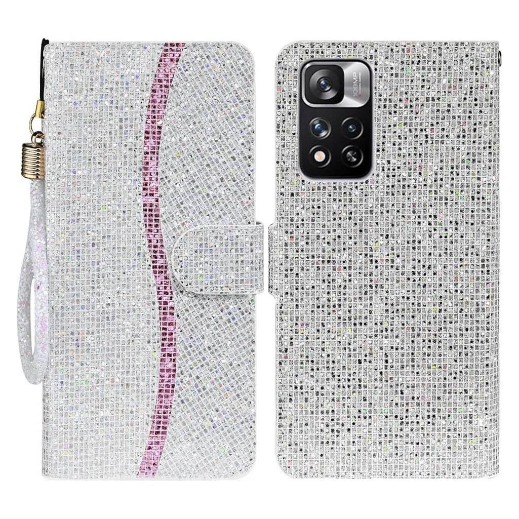 Cover-Discount Xiaomi Redmi Note 11 Pro+ - Glitter Leder Etui silber (Xiaomi Redmi Note 11 Pro) (101913514D)