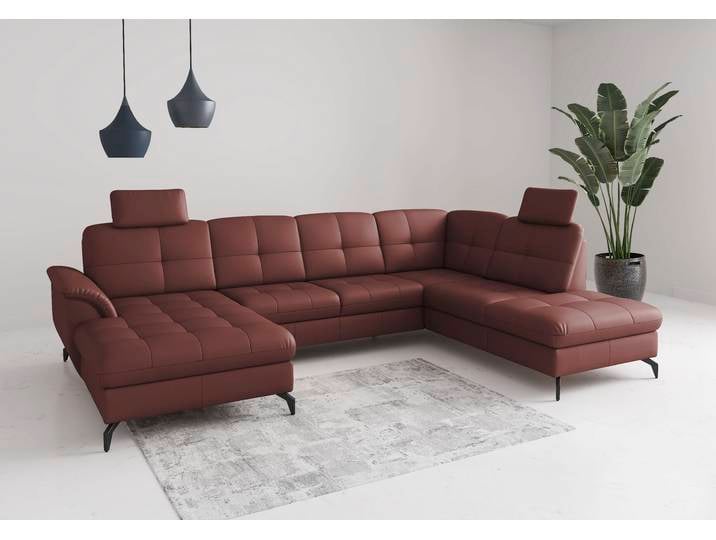 Wohnlandschaft SIT & MORE Zora , merlot, T:212cm, Sofas, Wohnlandschaft