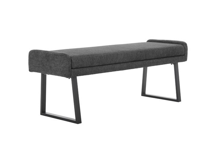 Novel Hockerbank, Schwarz, Dunkelgrau, Metall, 2-Sitzer, 140x51x49 cm, Stoffauswahl, Typenauswahl, in verschiedenen Größen erhältlich,