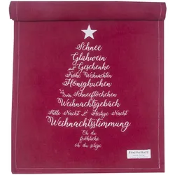 Krasilnikoff Tischläufer Christmas Words, 118 x 35 cm, rot
