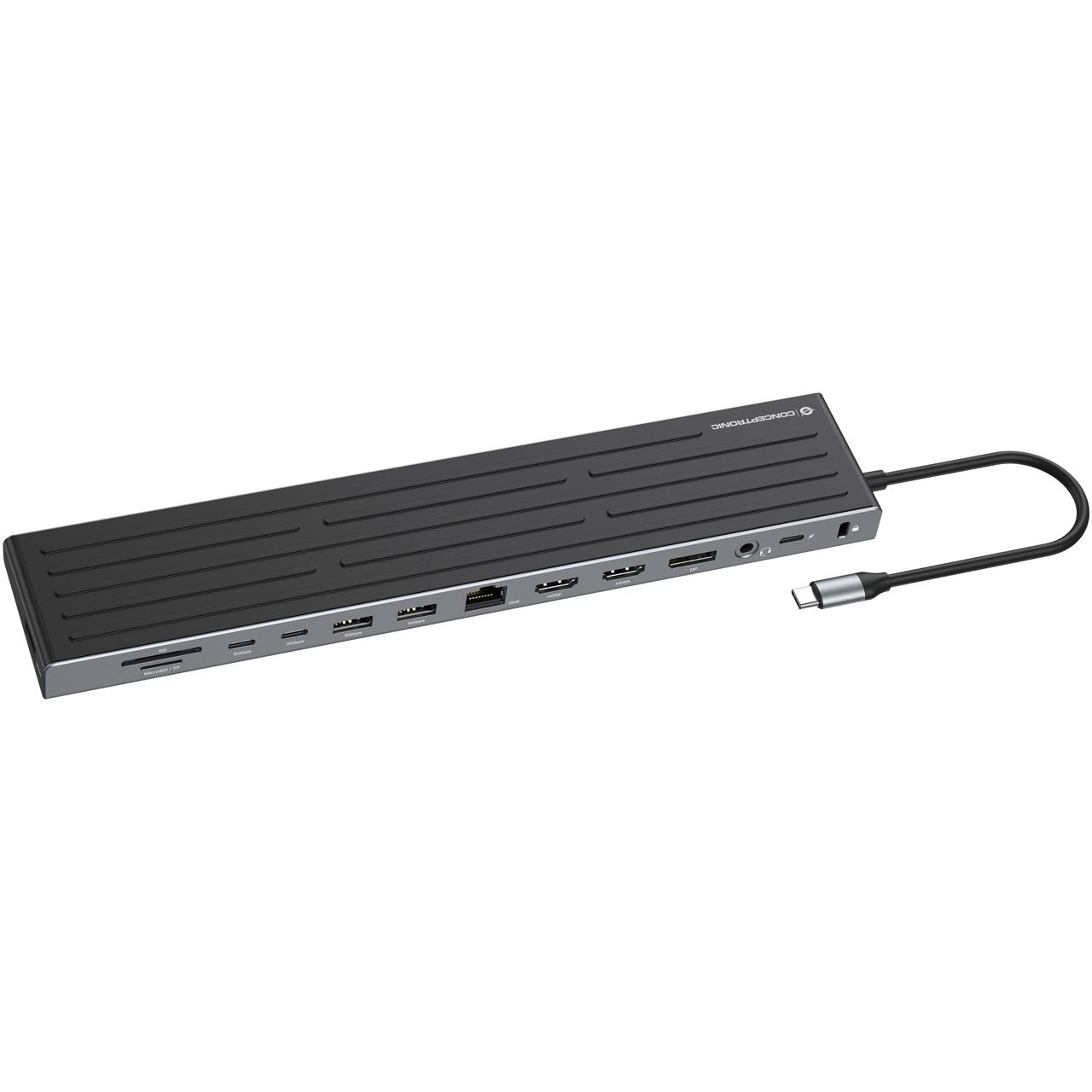 Conceptronic 14-1 Dock USB-C->2xHDMI/DP/2xUSB-C/+ 18cm sw