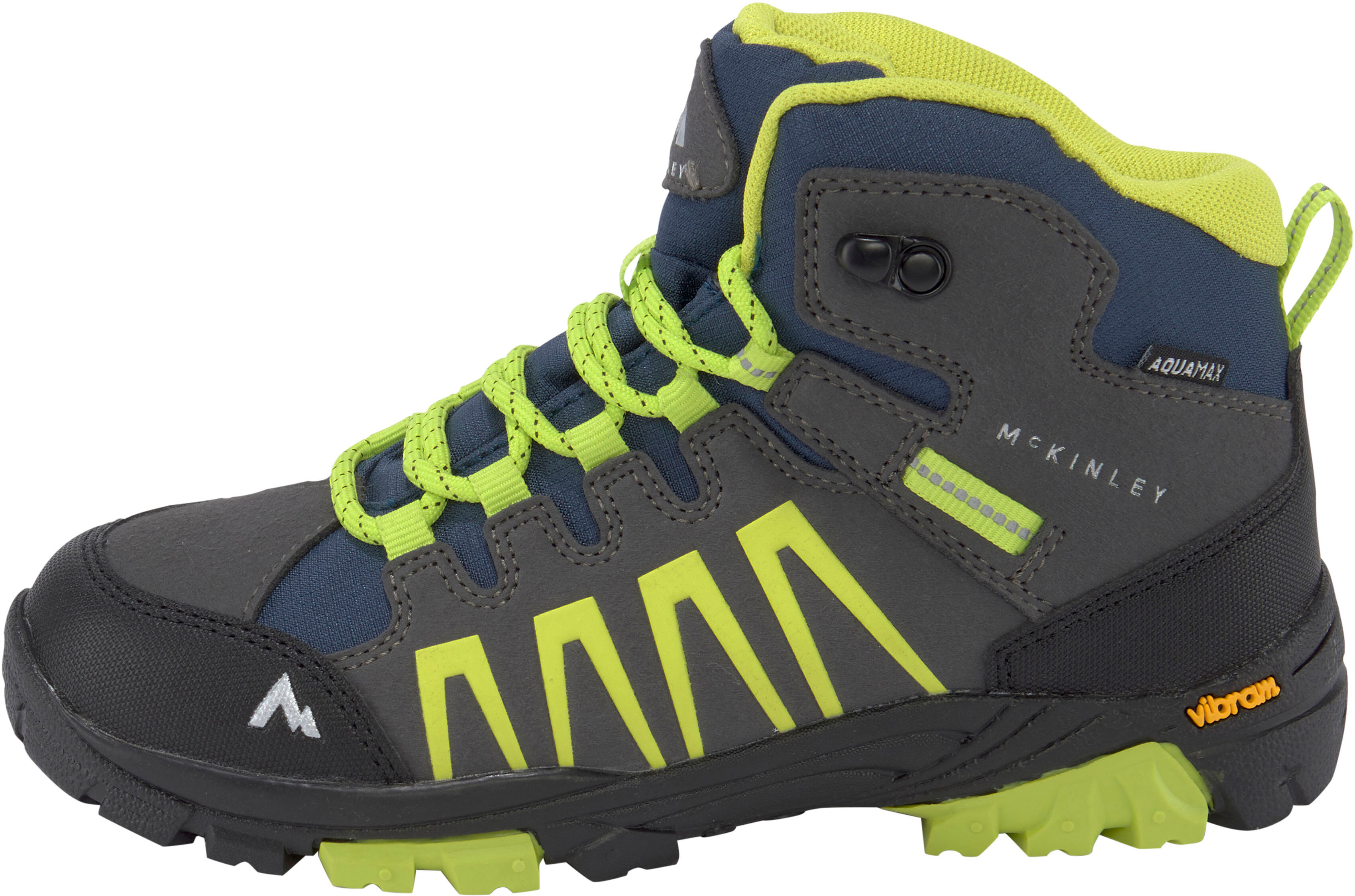 Wanderschuh MCKINLEY "Denali MID AQX J", Kinder, Gr. 38, grau (anthra, lime), Synthetik, Textil, Schuhe Wanderschuh, Wasserdicht anthra, lime 38