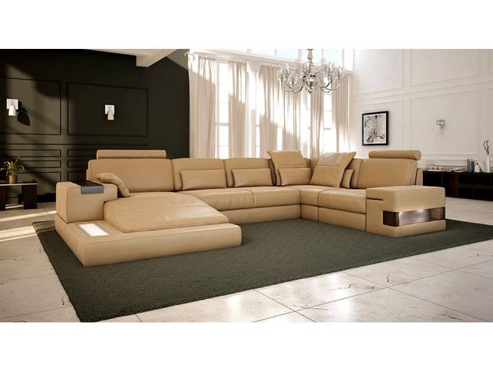 Xlmoebel Wohnlandschaft U-Form Sofa mit USB-Schnittstelle und hochwertiger Polsterung, Ecksofa, Hergestellt in Europa