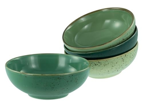 CreaTable Nature Collection Green Life 4-delige dessertbowl set van keramiek, groen, Ø 16,5 cm