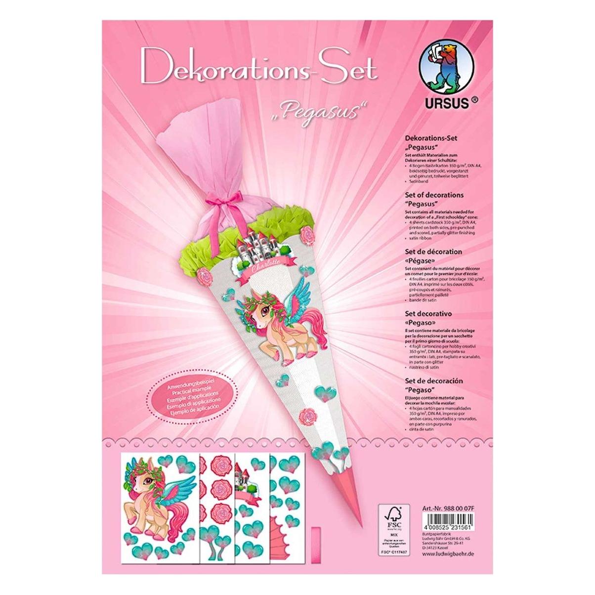 Magni Dekorationsset Schultüte Pegasus, 4 Bogen A4 (29.70 cm, 1x) (32831905)