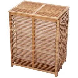 Wäschetruhe MCW-B18, Wäschebox Wäschekorb Wäschesammler, Bambus 61x50x35cm