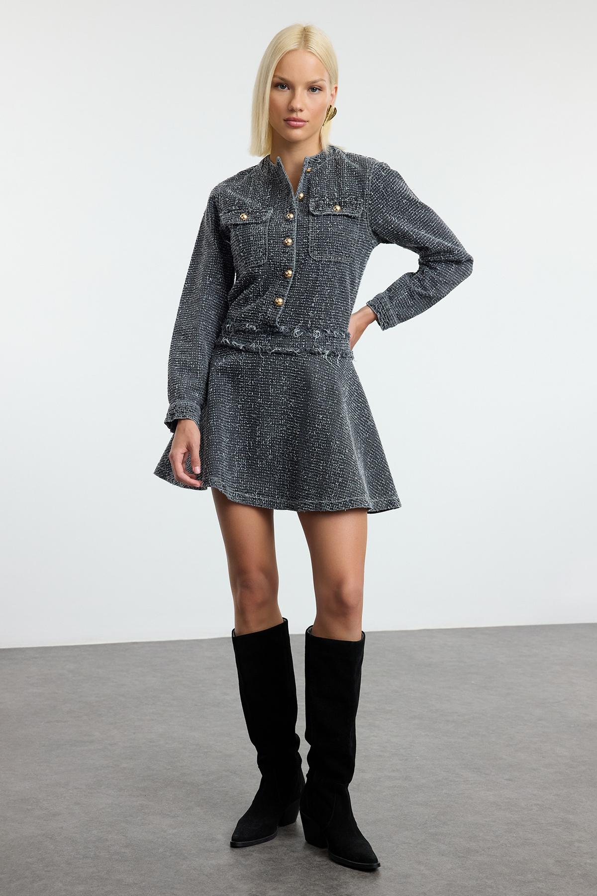 Dames mini-jurk met textuur, lange stijl/avondjurk, normale stijl