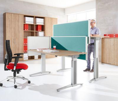 Hinter-Tischtrennwand Schallschutz System 40, höhenverstellbar, B 800-1800 x H 600 mm, türkis