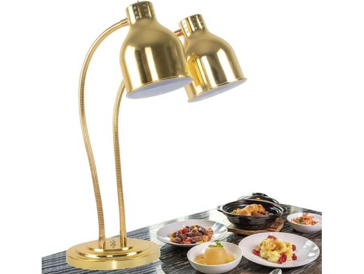 Doppelkopf-Buffet-Lebensmittelwärmlampe, Lebensmittelwärmelampe, kommerzieller Lebensmittelwärmer, tragbare elektrische 500-W-Heizlampe, Edelstahl-Catering-Lebensmittelheizlampe für die Kantine A