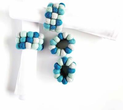 Global Crafts Felt Three Strand Napkin Rings, Set of 4