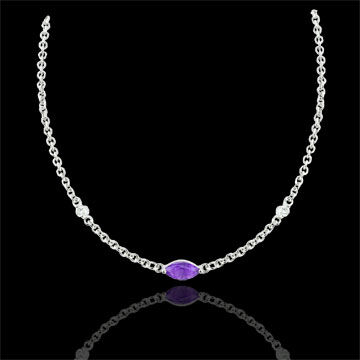 Edenly Halskette Auge des Orients - Amethyst und Diamanten - 9 Karat WeiÃŸgold