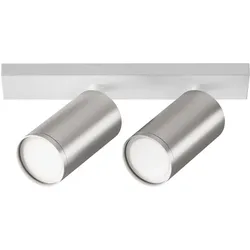 Deckenleuchte Deckenlampe Esszimmerleuchte 2 flammig Alu silber weiß verstellbar