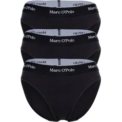Marc O Polo Damen Slips, 3er Pack - Brief, Logobund, Cotton Stretch Schwarz / M