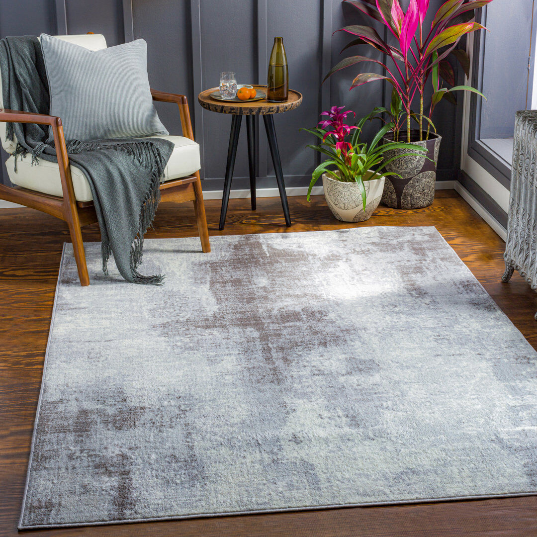 Mistana Roudebush Machine Woven Aqua Rug Grey/Ivory Rectangle 120 x 170 cm