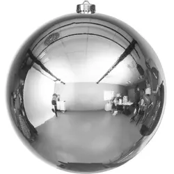 Weihnachtskugel aus Kunststoff, silber, 20 cm Ø