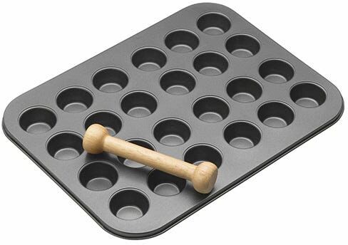 MasterClass Non-Stick 24 Hole Mini Tin & Wooden Plunger