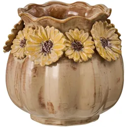 IB Laursen Vase Sonnenblume – Glasiertes Steingut, Sandfarben - H 13 Ø 16 cm