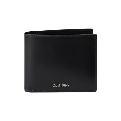 Geldbörse CALVIN KLEIN "RAISED BILLFOLD W/ COIN", Damen, schwarz, Leder, unifarben, Basic, Kleinlederwaren, Geldbeute, Portemonnaie, Money Pocket mit CK-Logo