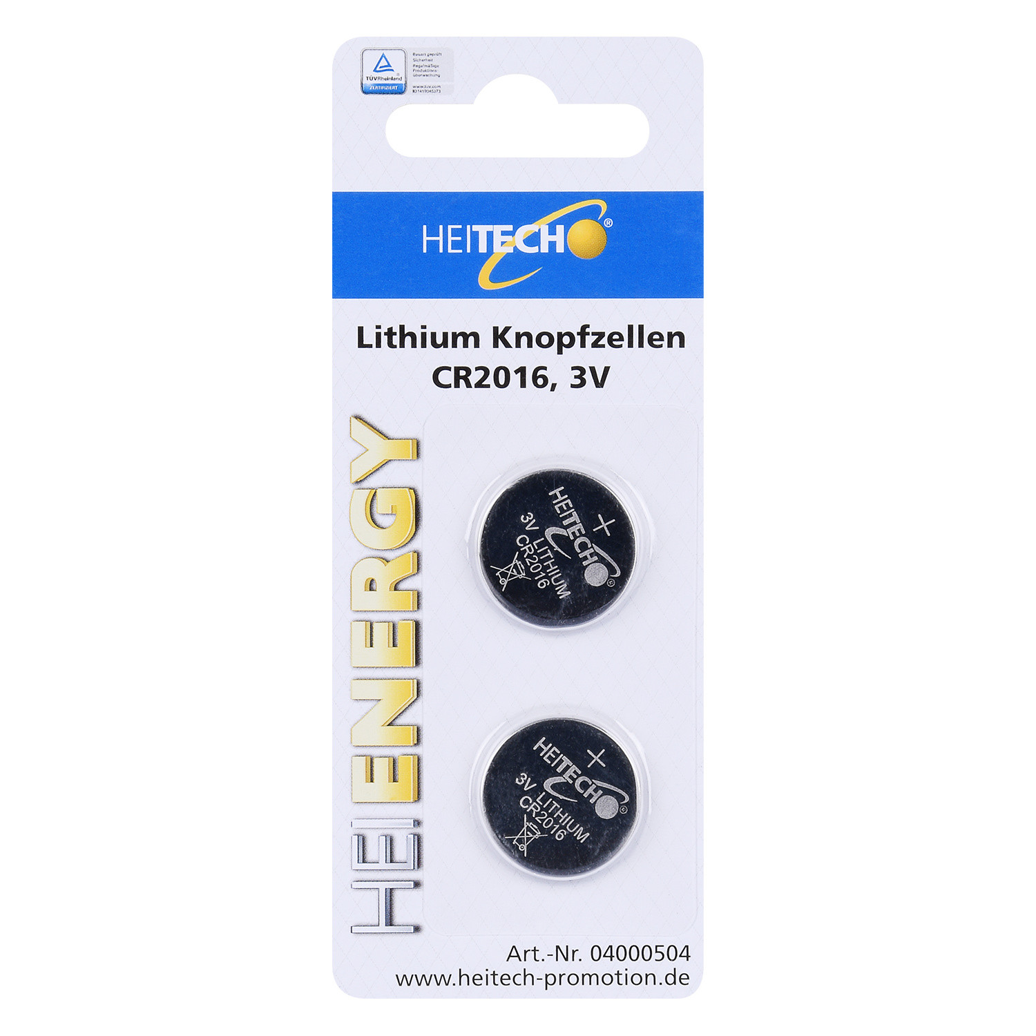 HEITECH Lithium knoopcelbatterijen, set van 2