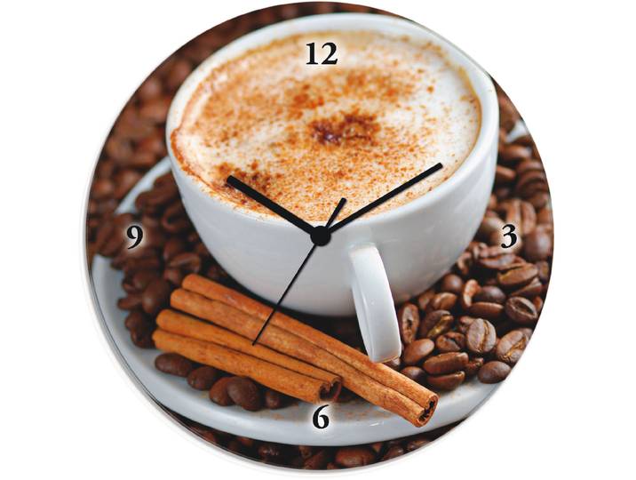 Wanduhr ARTLAND Cappuccino - Kaffee , braun, T:1,8cm, Wanduhren, Wanduhr, wahlweise mit Quarz- oder Funkuhrwerk, lautlos ohne Tickgeräusche